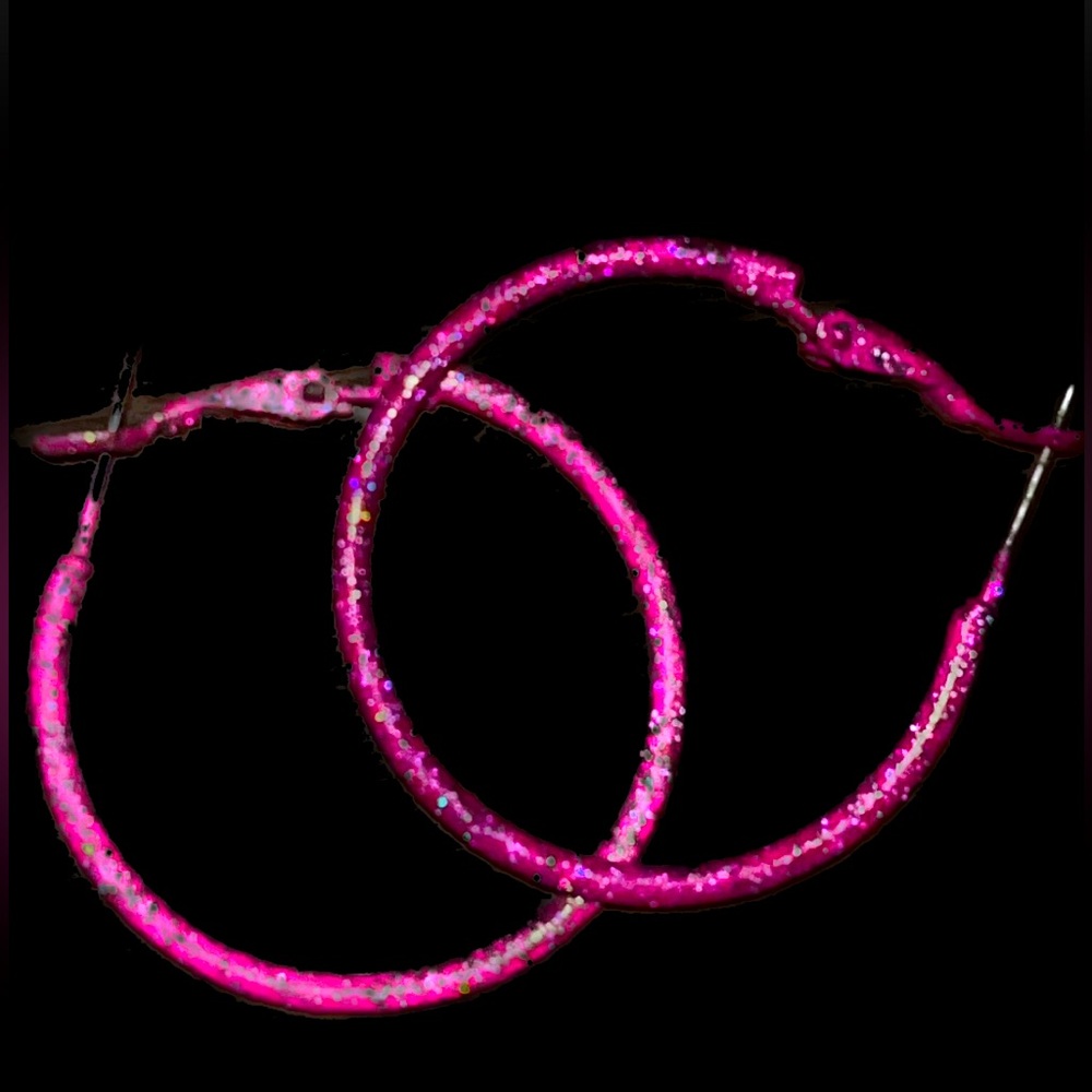 Dainty dark pink hoop earrings
